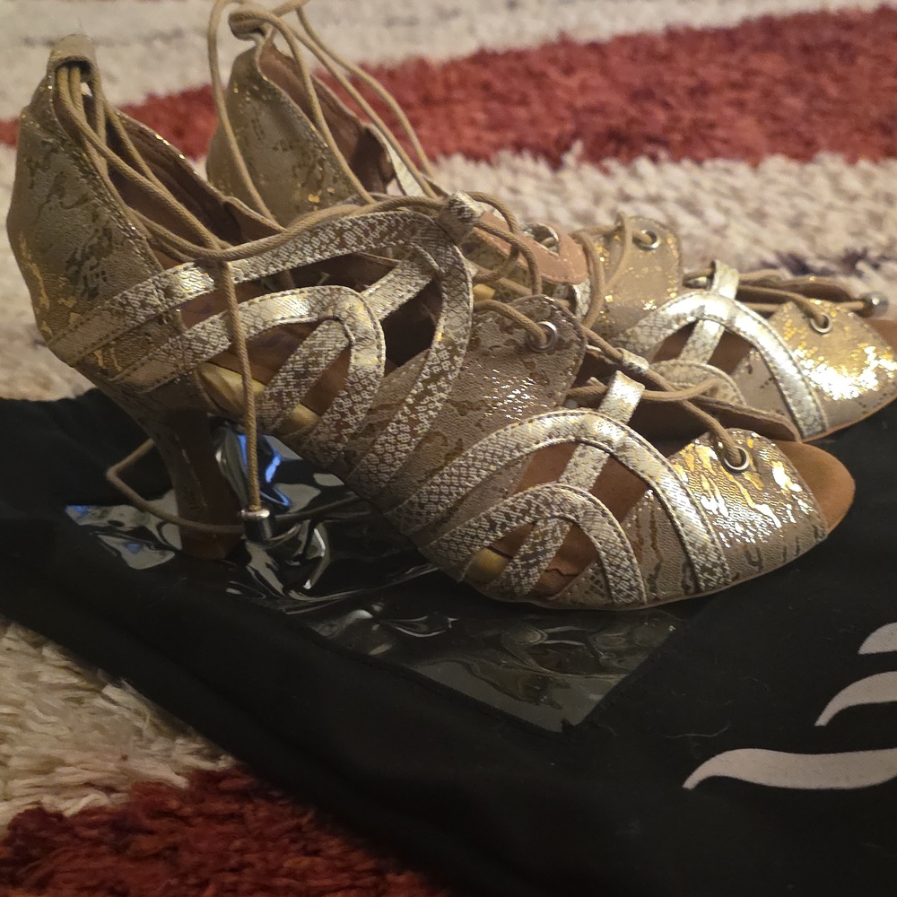 Burju Salsa Heels In Metallic Gold - Picture 5 of 5
